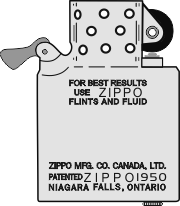 Zippo Canada - Insert 1958-63  Type 1